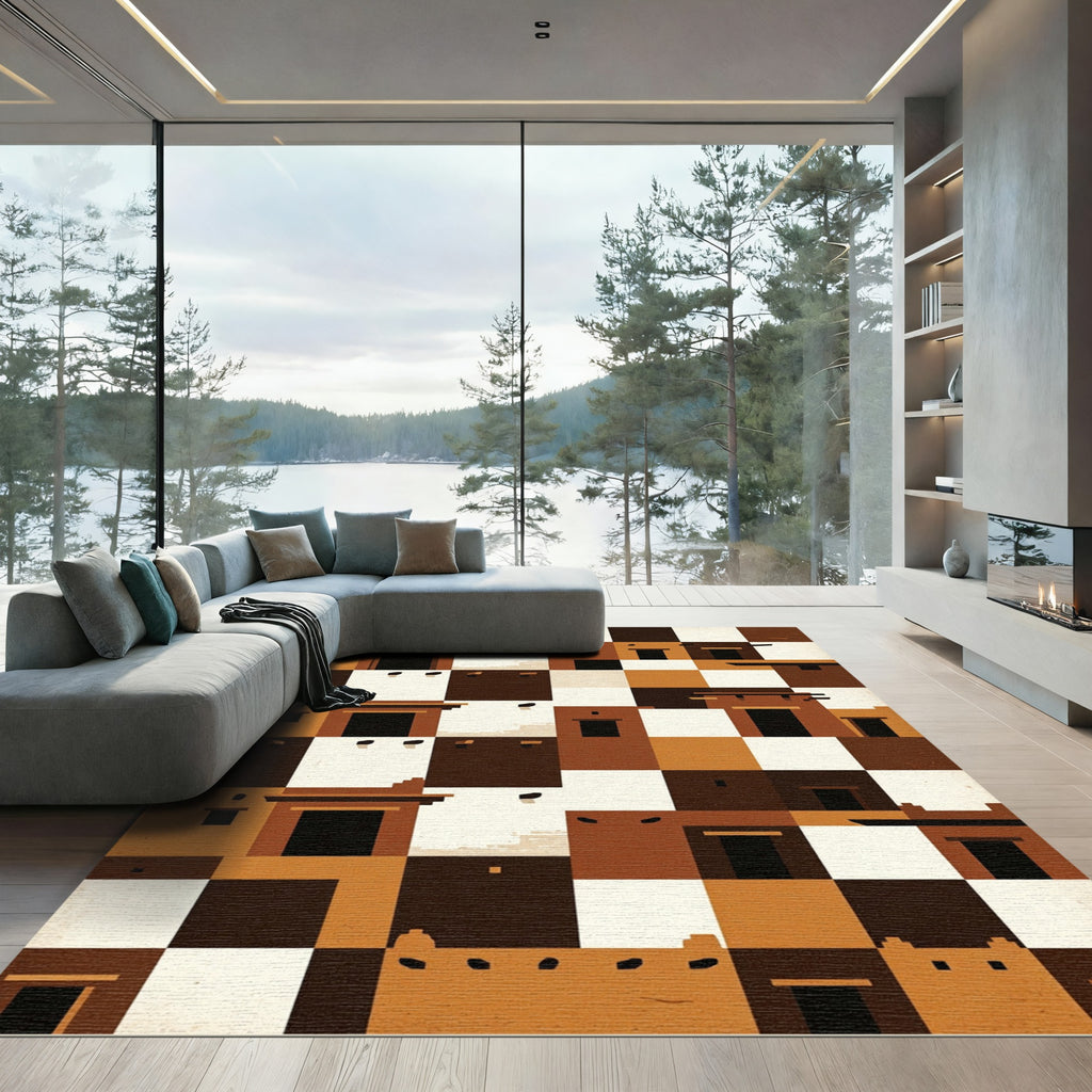 Earthy Adobe Block Architecture Rug