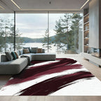 Bold Burgundy Abstract Ink Stroke Rug