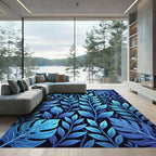 Vibrant Blue Tropical Foliage Rug