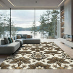 Brown Floral Acanthus Damask Rug