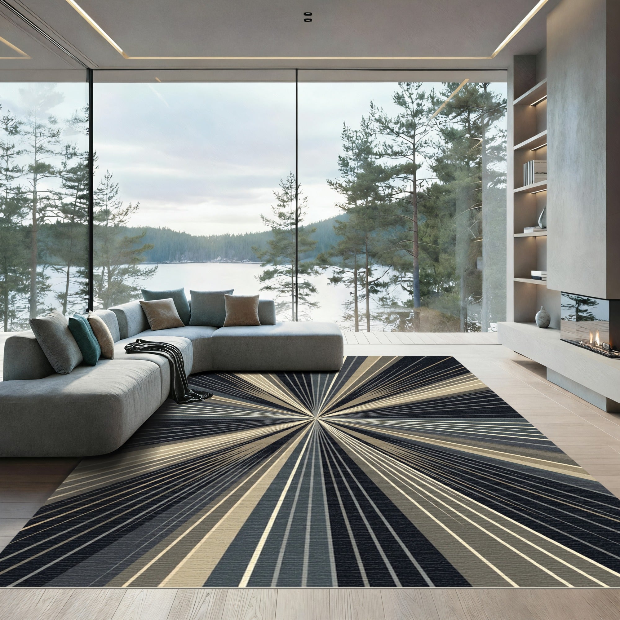 Sunburst In Dark Neutral Tones Rug