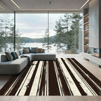 Rustic Brown and Cream Textured Stripes Rug