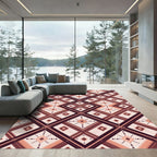 Terracotta Diamond Geometric Lattice Rug