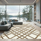 Golden Lattice Geometric Intersecting Grid Rug