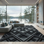 Charcoal Gray Modern Intersecting Geometric Rug