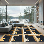 Geometric Champagne Chained Key Tile Rug