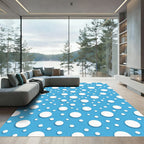 Bright Blue Scattered Circles Rug