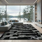 Monochromatic Tactical Firearms Smoke Illustration Rug