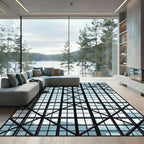 Architectural Sky Blue Structural Grid Rug