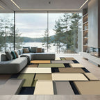 Organic Rectangular Blocks Earth Tones Rug