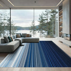 Deep Blue Ombre Vertical Stripe Rug