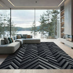 Monochrome Geometric Chevron Illusion Rug