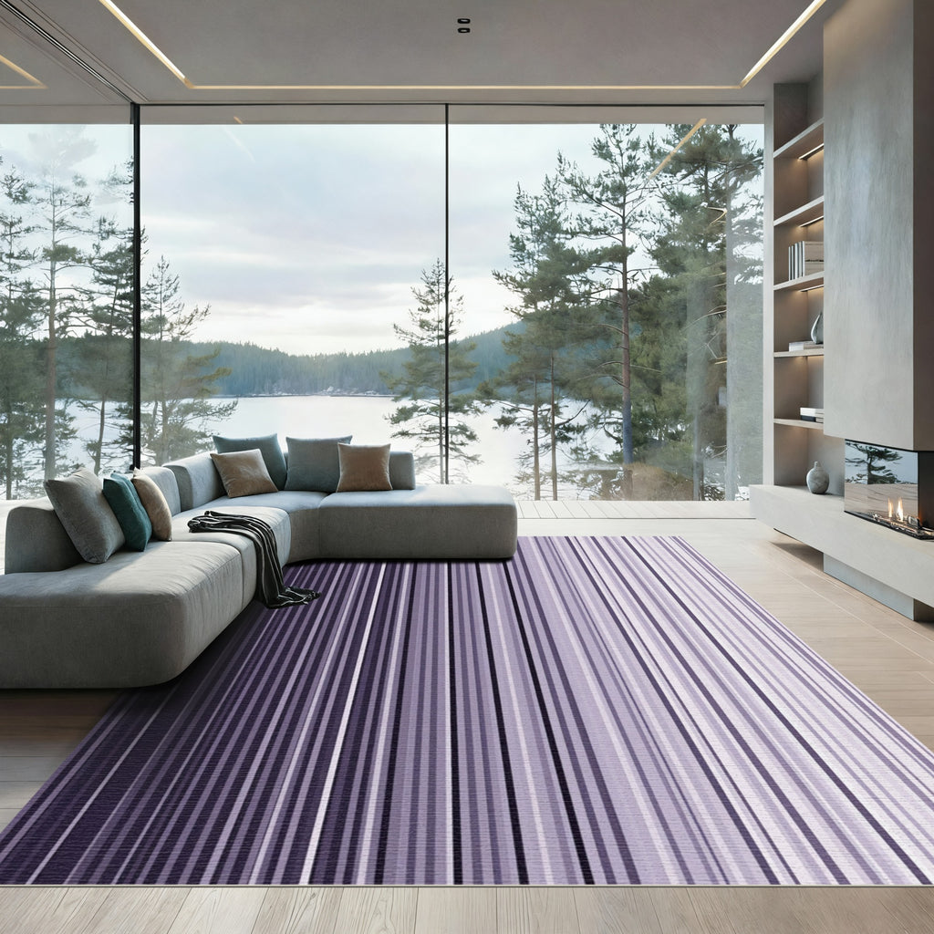 Ombre Purple Vertical Stripe Rug