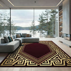 Golden Greek Key Octagon Border Rug