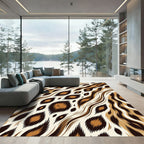 Chic Brown Cheetah Spots Flow Waves Rug