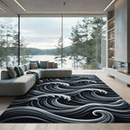Dark Gray Oceanic Wave Rug