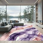 Ethereal Plum and Dusty Rose Abstract Wave Rug