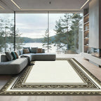 Classic Brown Cream Scroll Border Rug