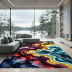 Vibrant Swirling Abstract Oceanic Wave Rug