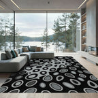 Modern Gray Abstract Organic Cell Rug