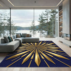 Golden Radiant Sunburst Art Deco Rug