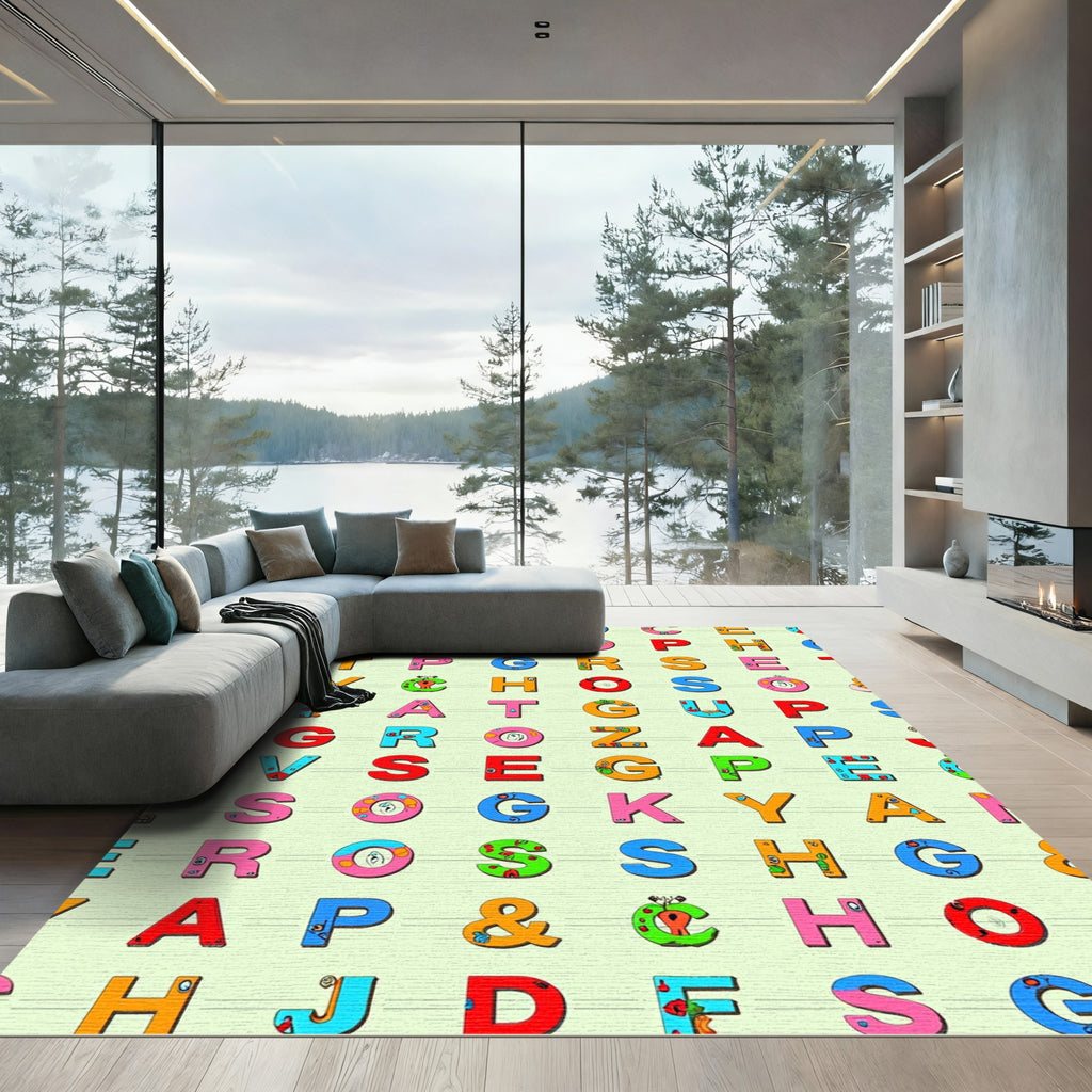 Colorful Alphabet Letters Repeating Pattern Rug