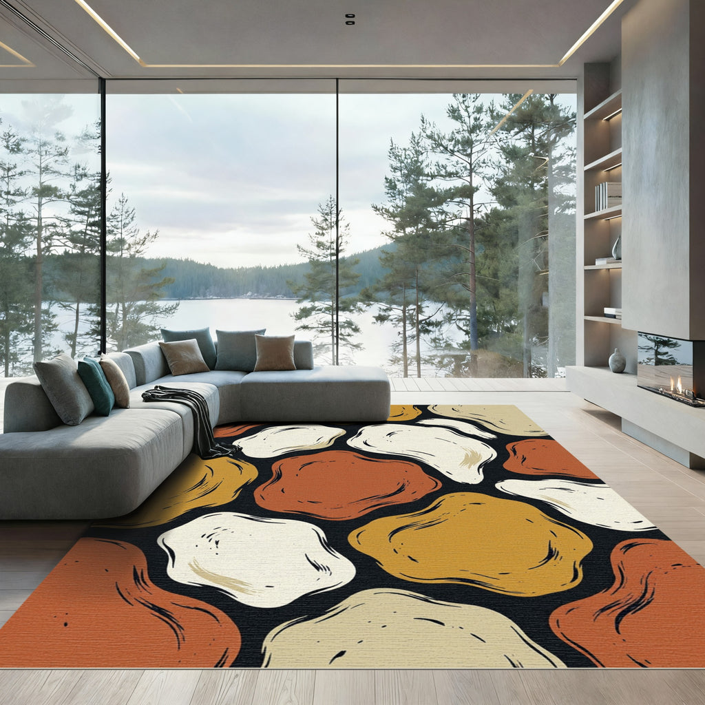Abstract Organic Shape Earthy Tones Rug