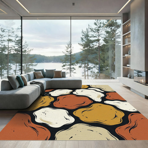 Abstract Organic Shape Earthy Tones Rug