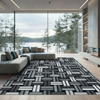 Monochromatic Woven Geometric Texture Rug