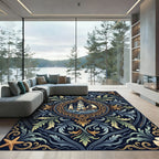 Coastal Nautical Lighthouse Ornate Medallion Rug