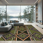Olive Geometric Star Diamond Rug
