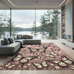 Whimsical Blush Butterfly Garden Rug