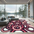 Retro Magenta Concentric Circles Rug