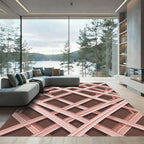 Blush Pink Intersecting Geometric Grid Rug