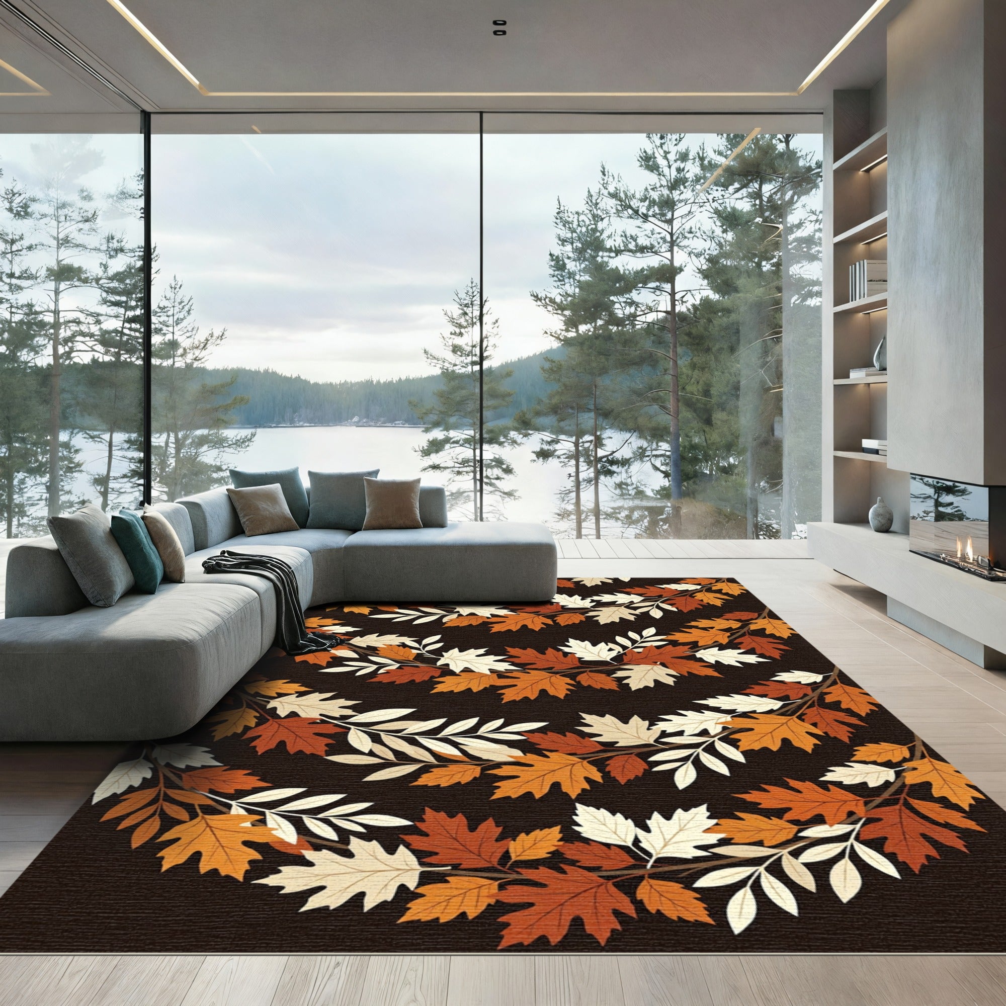 Autumnal Falling Leaves Seasonal Swag Rug