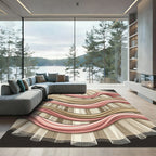Cream and Rose Wavy Ribbon Rug
