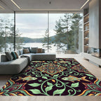Earthy Floral Koi Ornamental Art Rug
