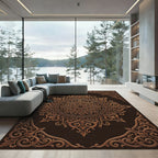 Ornate Bronze Floral Medallion Rug