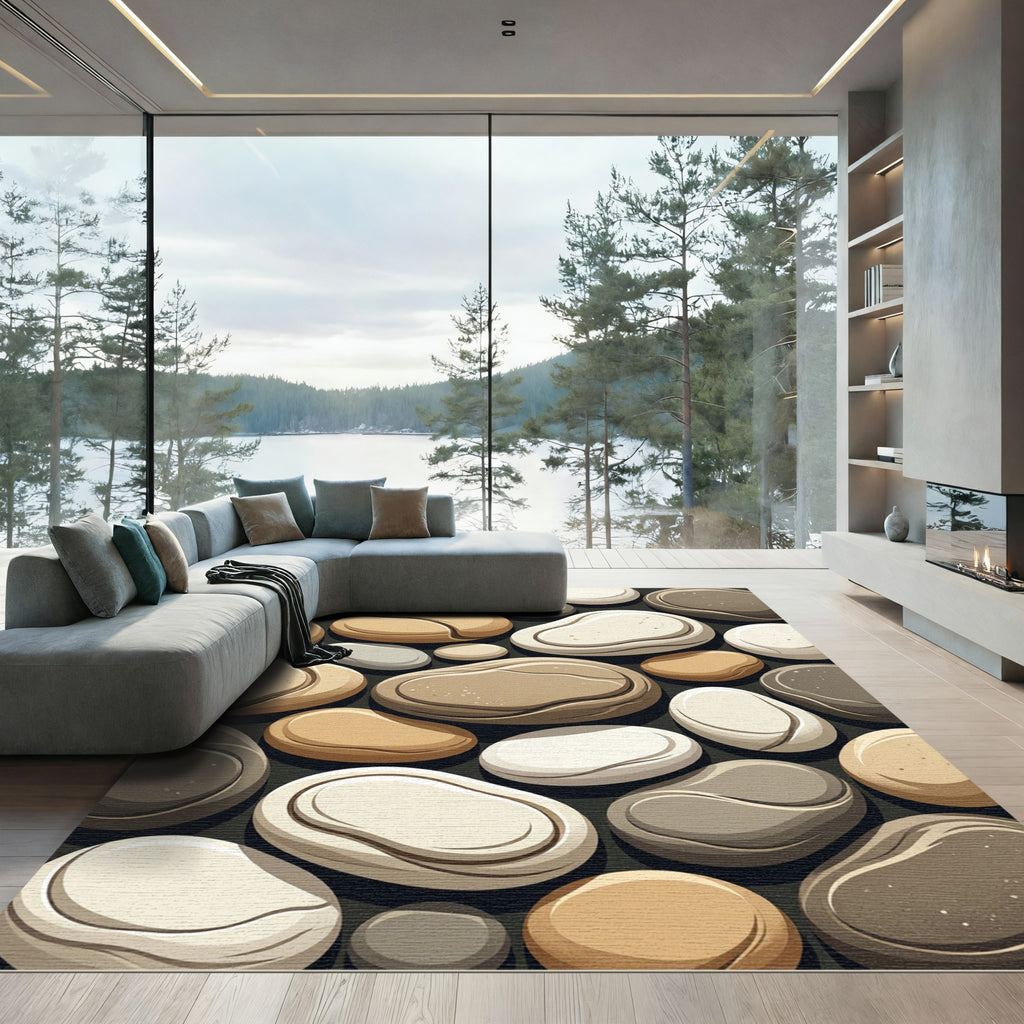 Smooth Pebble Cluster Earth Tones Rug