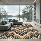 Earthy Chevron Geometric Abstract Rug