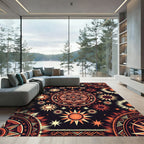 Earthy Celestial Sun Burst Mandala Rug