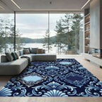 Elaborate Blue Victorian Scrollwork Rug