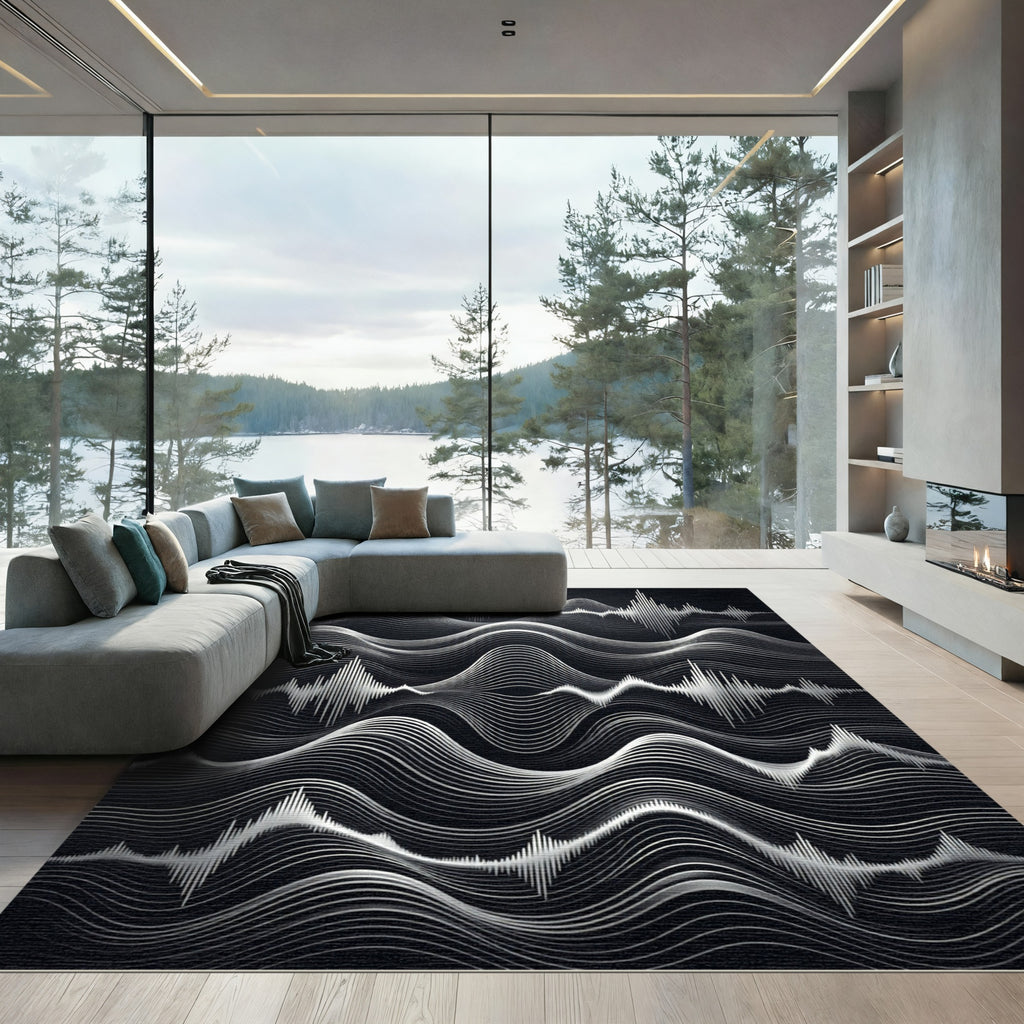 Silver Waveform Landscape Rug