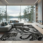 Black Gray Jaguar Smoke Composition Rug