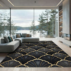 Black Gold Art Deco Shell Rug