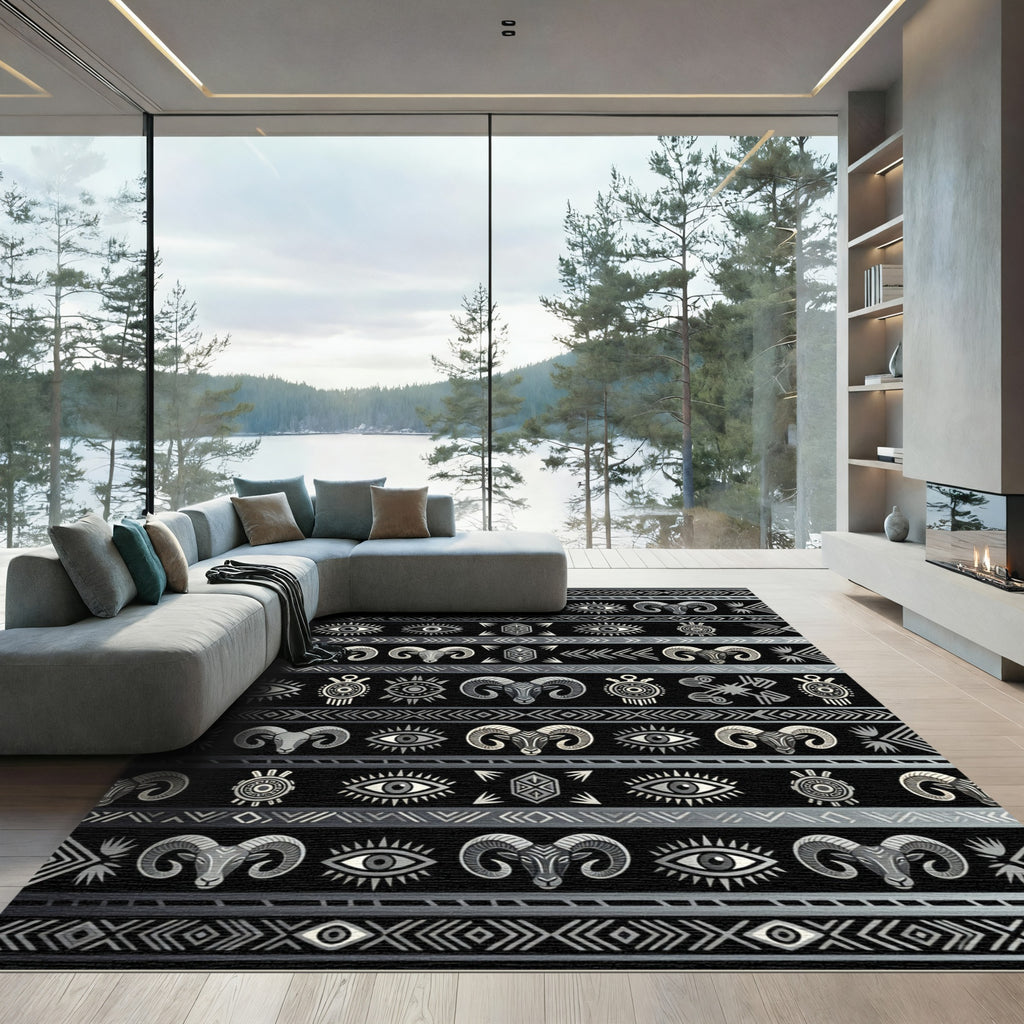 Silver Ram Eye Tribal Stripe Rug