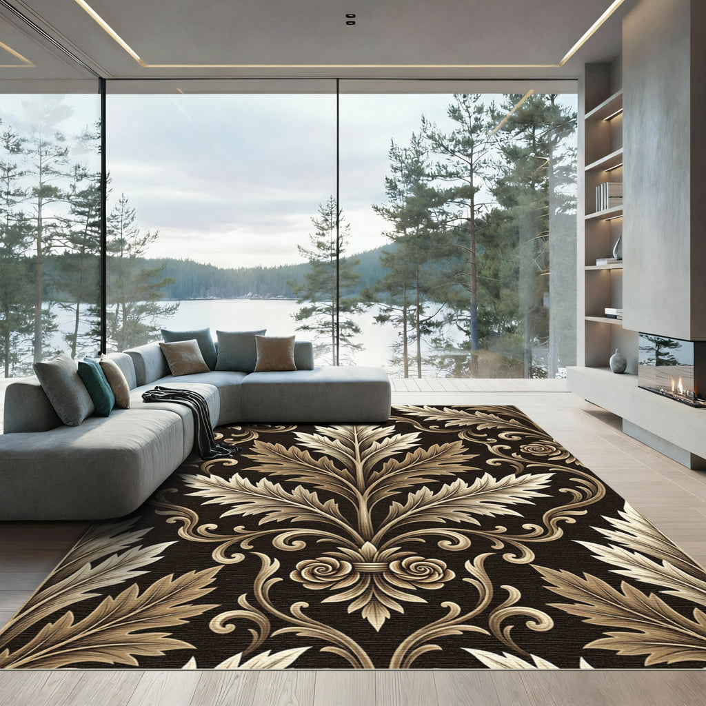 Ornate Gold Acanthus Vine Rug