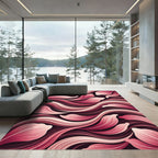 Crimson Petal Swirl Abstract Rug