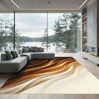 Chocolate Cream Swirl Abstract Lines Rug