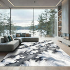 Abstract White Frozen Snow Drift Rug